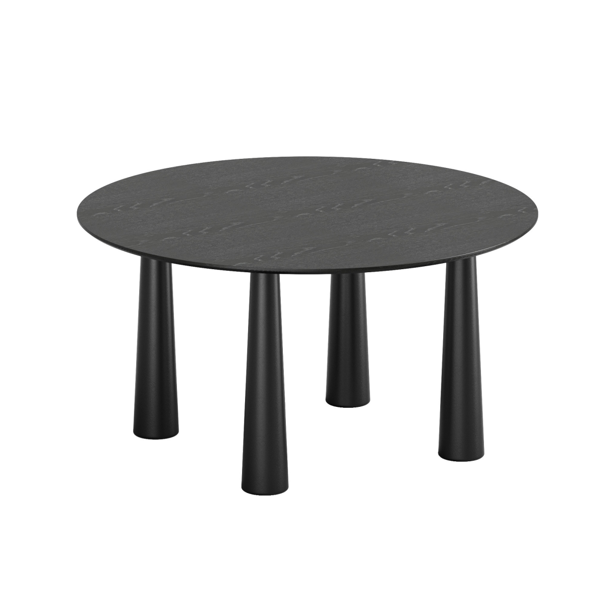 720690 59 in. Black Solid Wood Round Top Dining Table - Natural