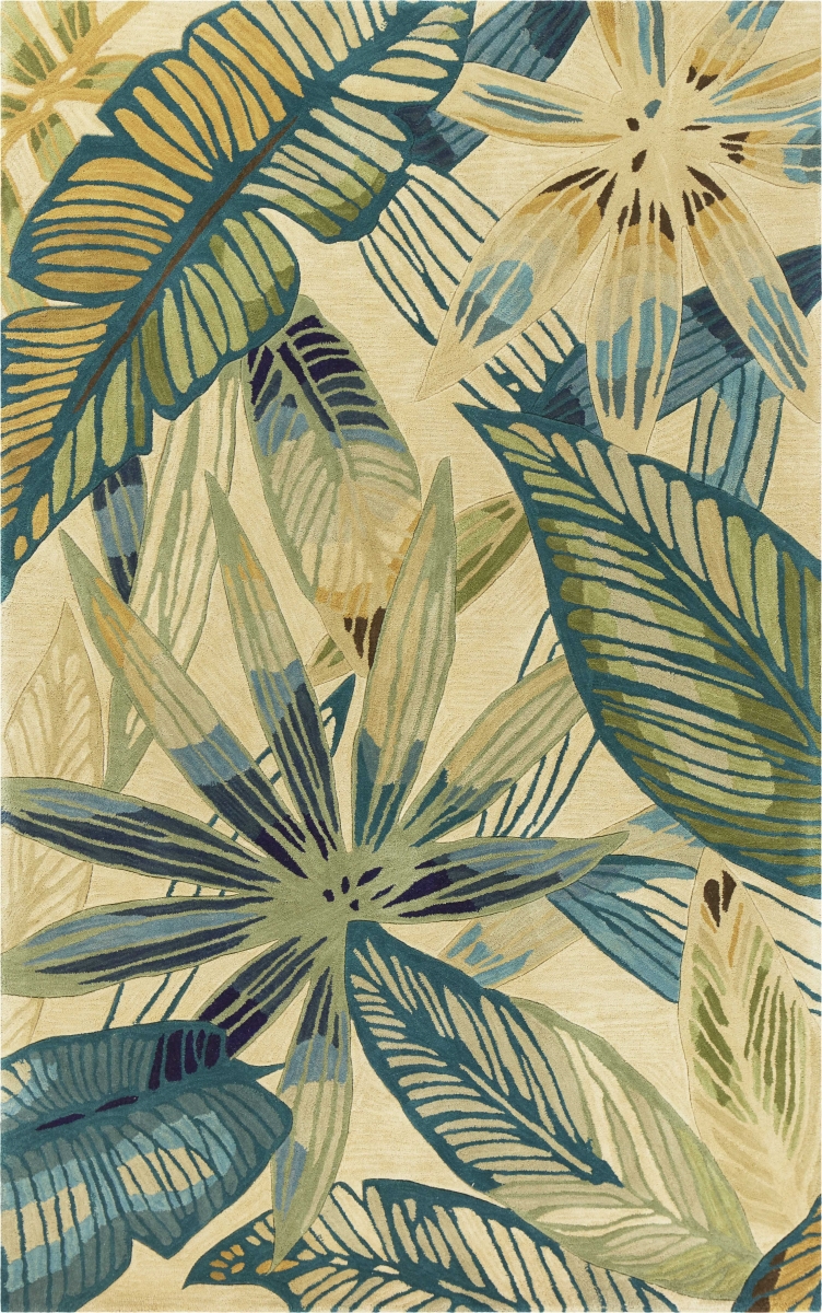 Wool Ivory & Teal Area Rug - 7 ft. 9 in. x 9 ft. 6 in.