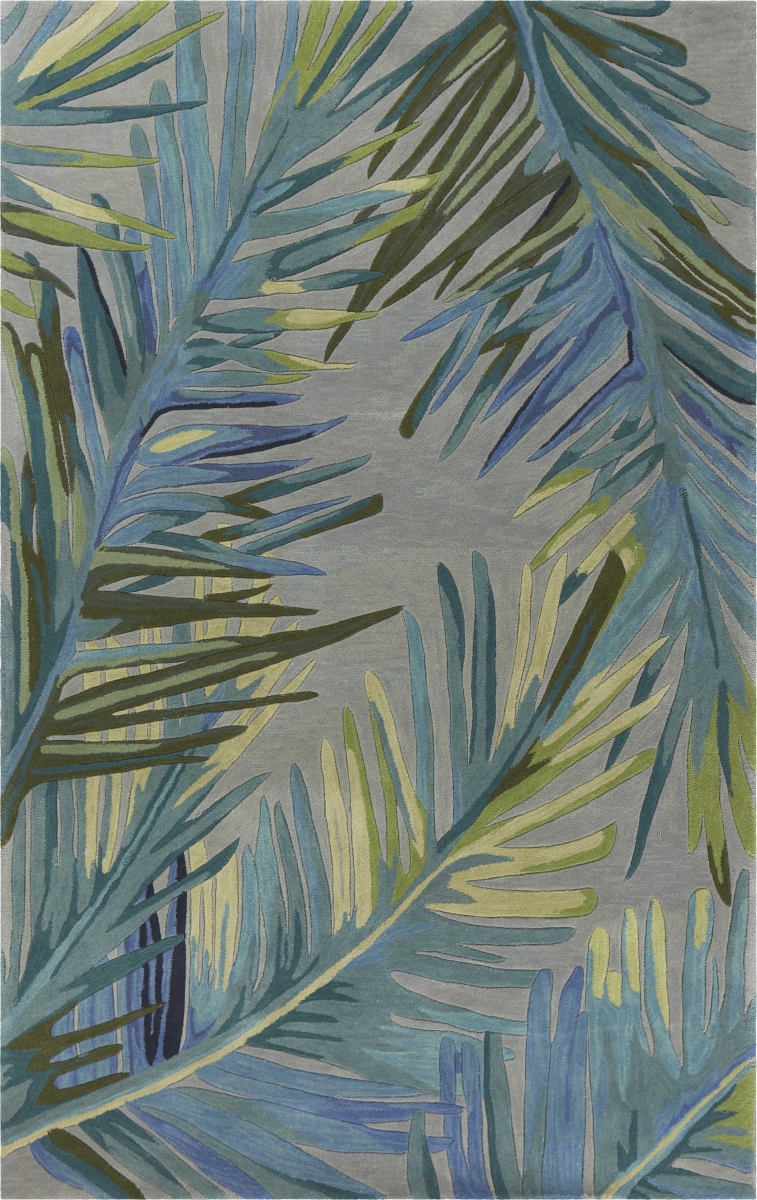 350323 7 ft. 9 in. x 9 ft. 6 in. Wool Grey & Blue Area Rug