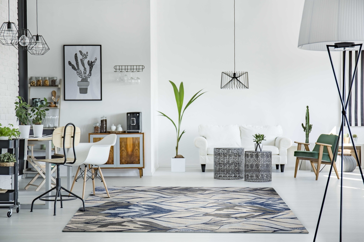 353640 3 ft. 3 in. x 4 ft. 11 in. Polypropylene Grey & Navy Area Rug