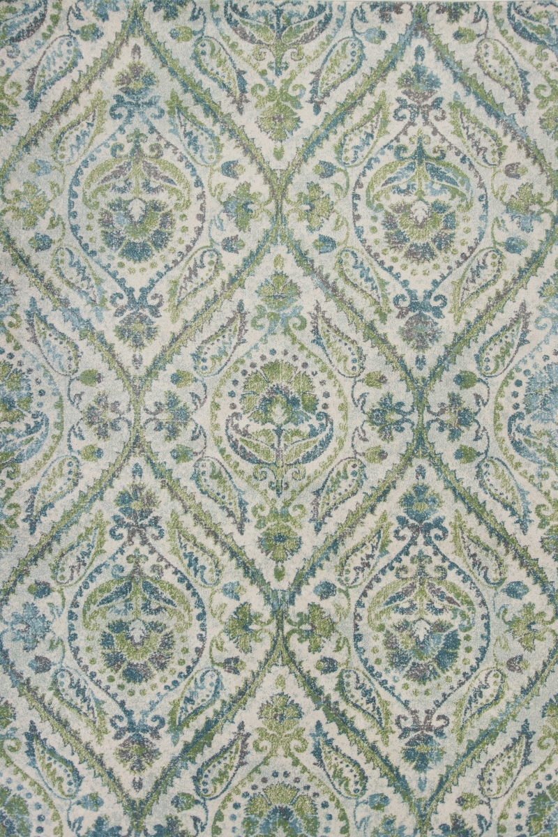 3 ft. 3 in. x 4 ft. 11 in. Polypropylene Ivory & Teal Area Rug