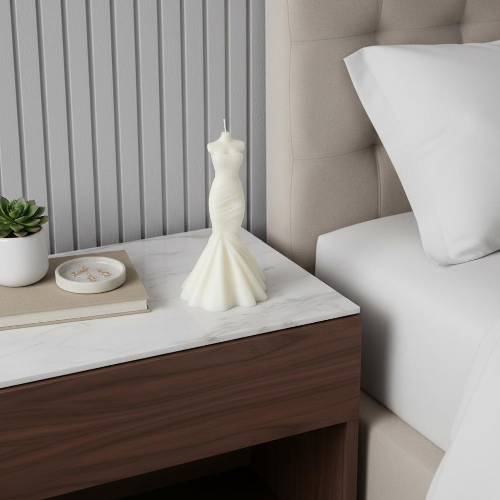 722969 4 in. Ivory Clean Cotton Scented Dimensional Form Candle