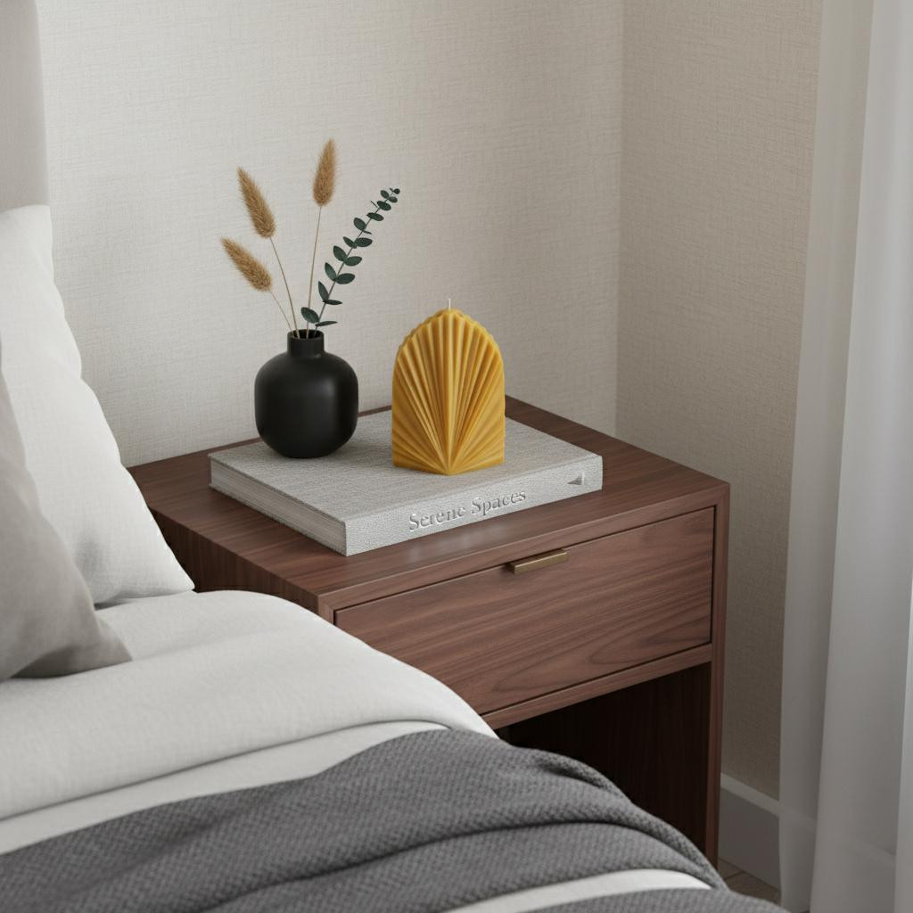 723234 6 in. Gold Spring Rain Scented Dimensional Palm Leaf Candle