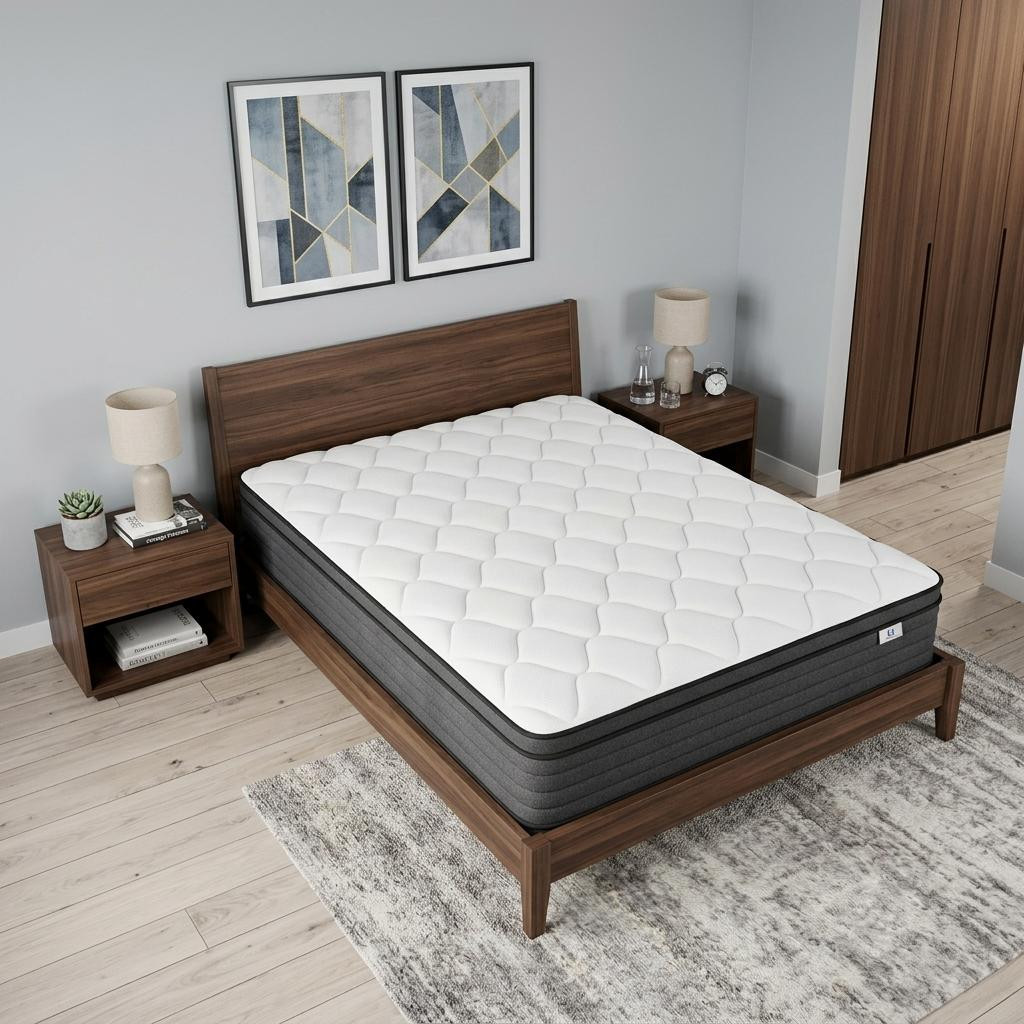 729976 10 in. Queen Size White Foam Hybrid Mattress