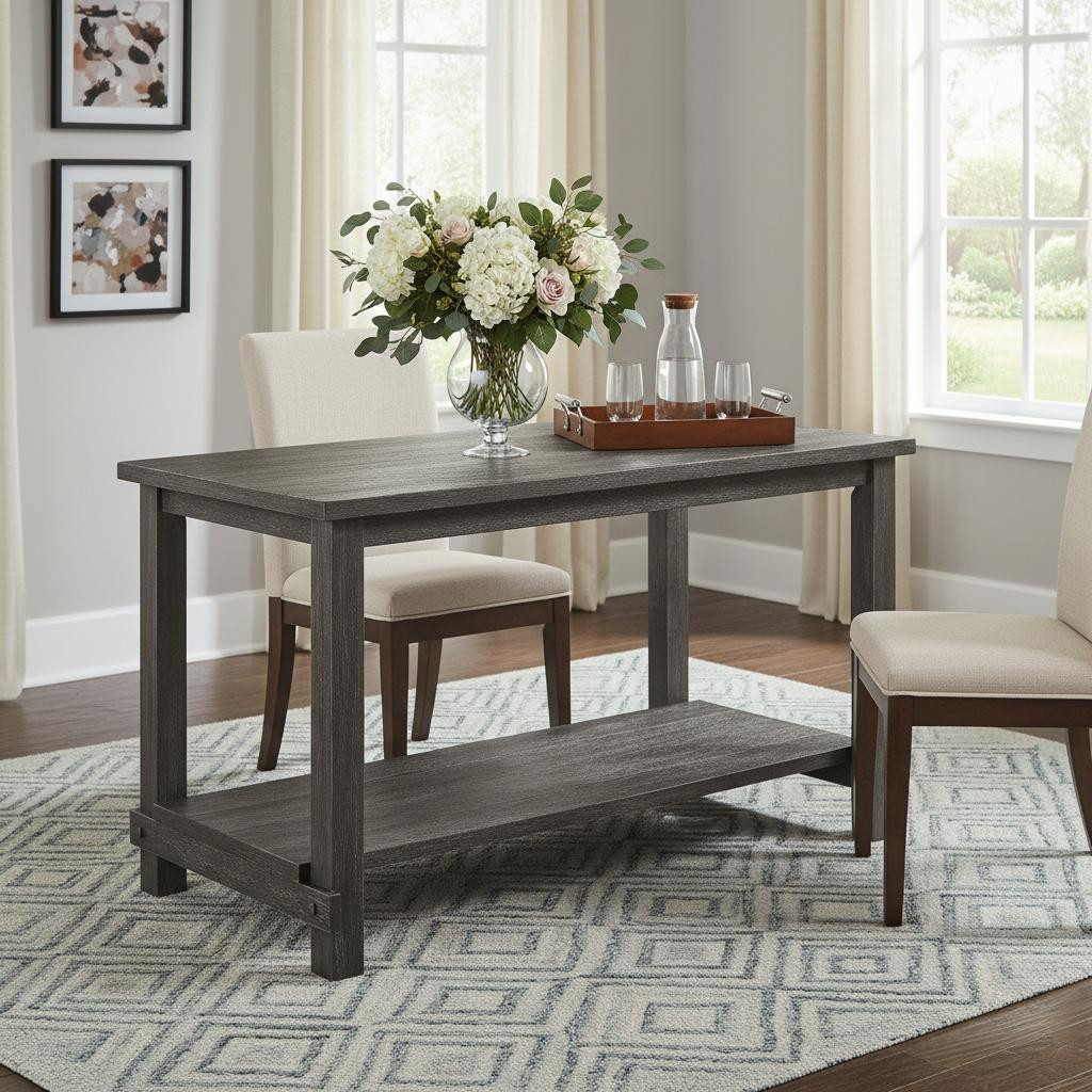 631275 60 in. Gray Wood Dining Table