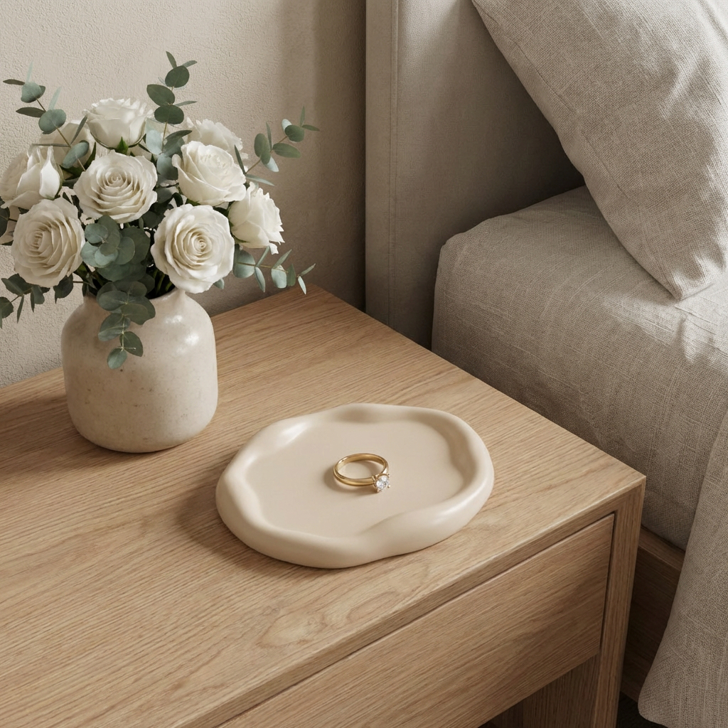 724176 7 in. Peach Resin Handmade Round Trinket Tray