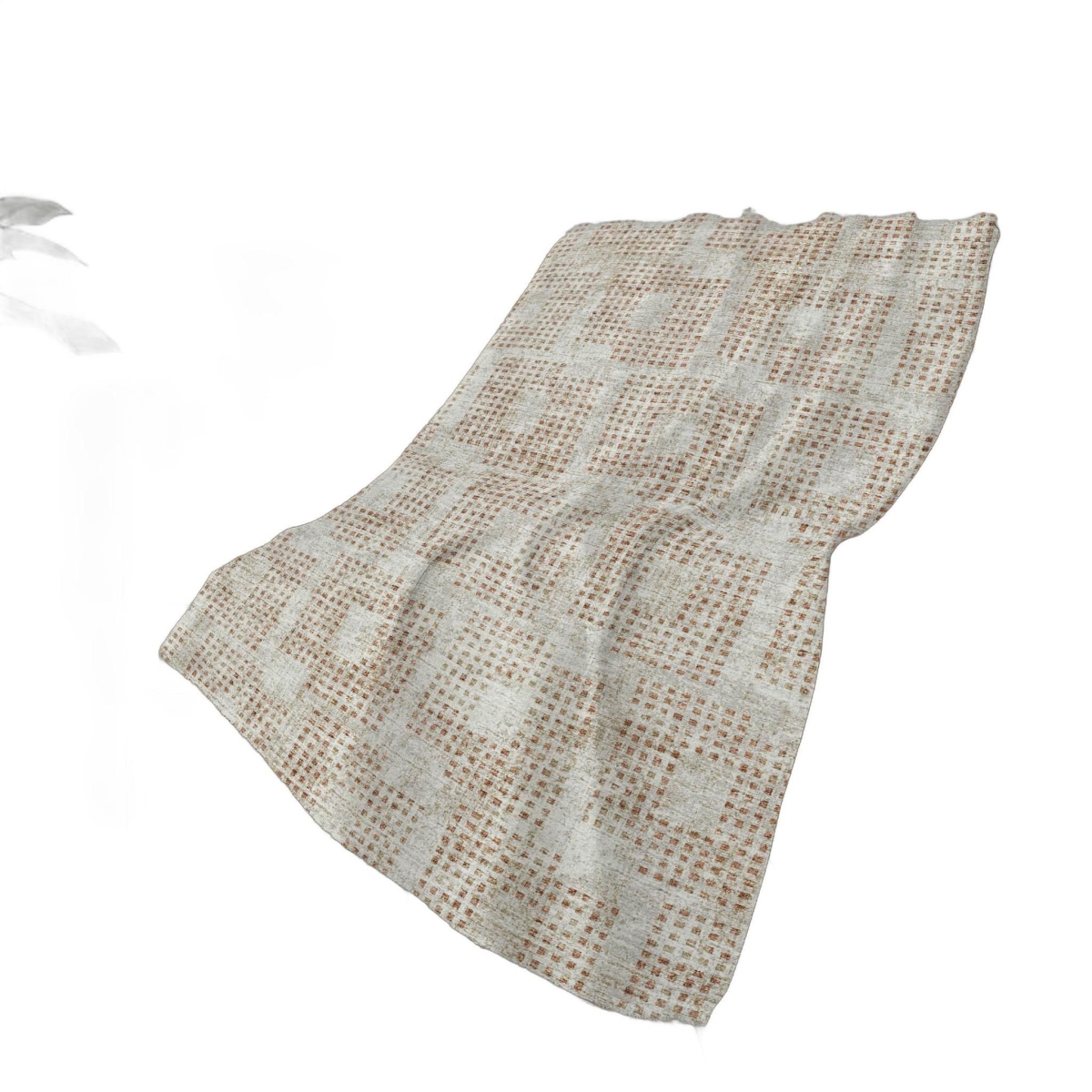 699010 50 x 70 in. Cinnamon & Beige Geometric Polyester Woven Plush Throw Blanket