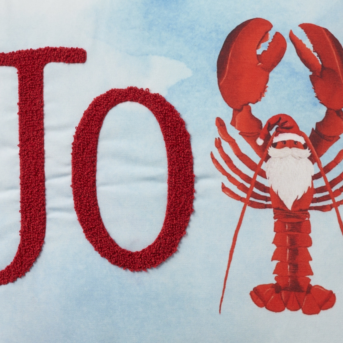 564962 18 in. Blue White & Red Lobster Joy Throw Pillow with Embroidery