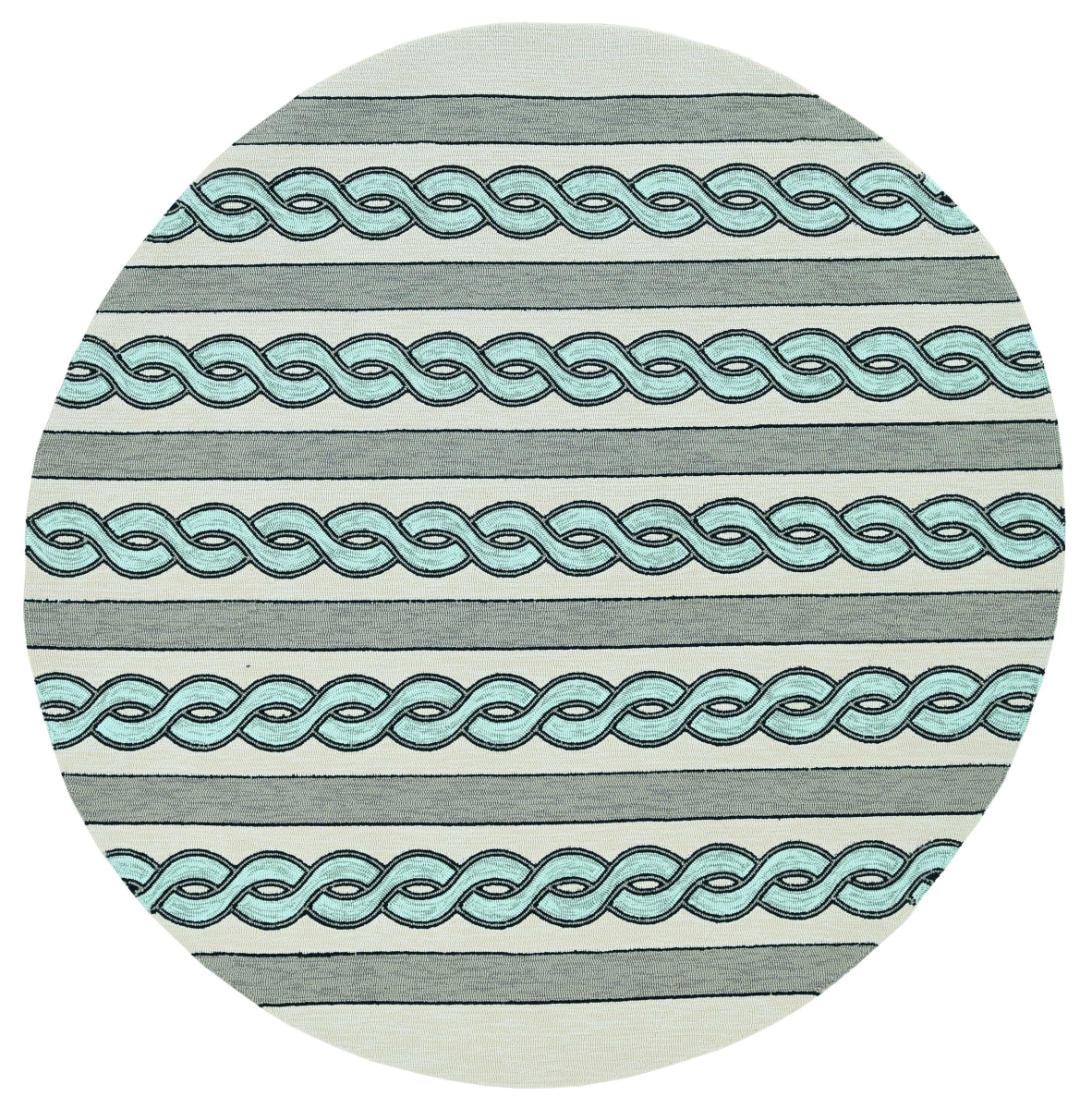 354099 7 ft. Round UV-Treated Polypropylene Ivory & Spa Area Rug