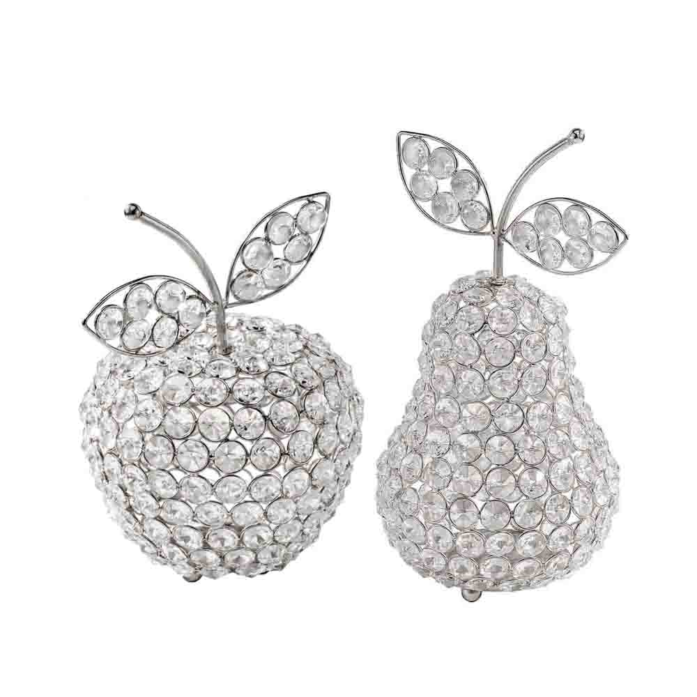 Picture of HomeRoots 354778 5.5 x 5.5 x 10 in. Manzana Cristal Silver Pear Tabletop