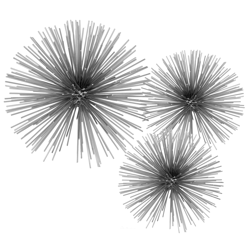 8 x 8 x 8 in. Erizo Spiked Medium Silver Sphere