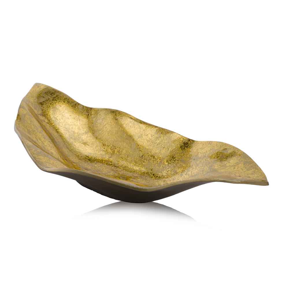 Picture of HomeRoots 354724 8.5 x 18 x 2.5 in. Gold & Bronze Metalico Hoja Tray