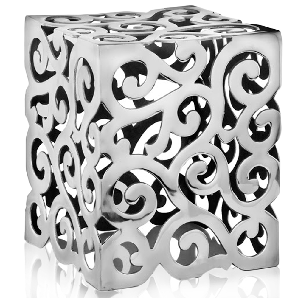 12 x 12 x 17 in. Buffed Paisley Square Stool