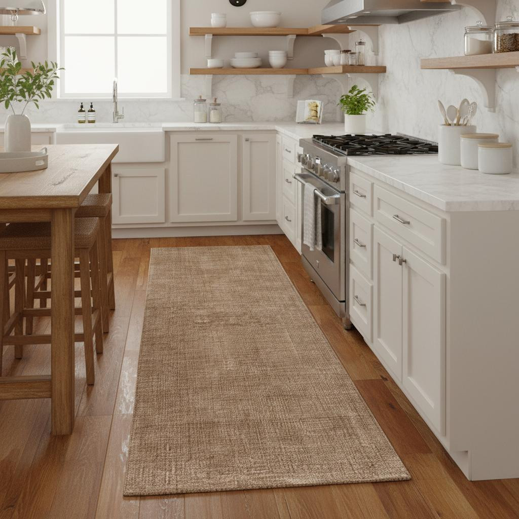 721534 8 ft. Tan Wool Hand Woven Rectangle Area Rug