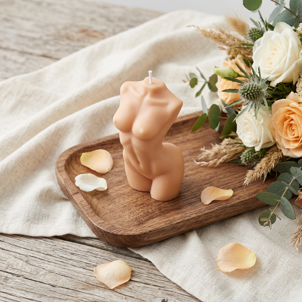 723061 4 in. Natural Vanilla Scented Dimensional Female Form Candle