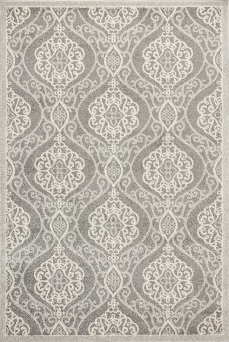 353150 23 x 45 in. UV-Treated Polypropylene Silver Area Rug