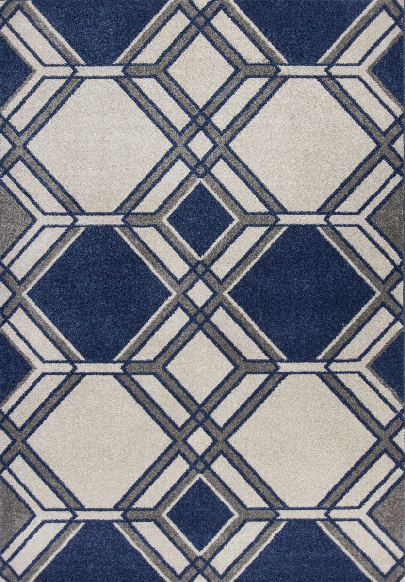 6 ft. 7 in. x 9 ft. 6 in. UV-Treated Polypropylene Ivory & Denim Area Rug