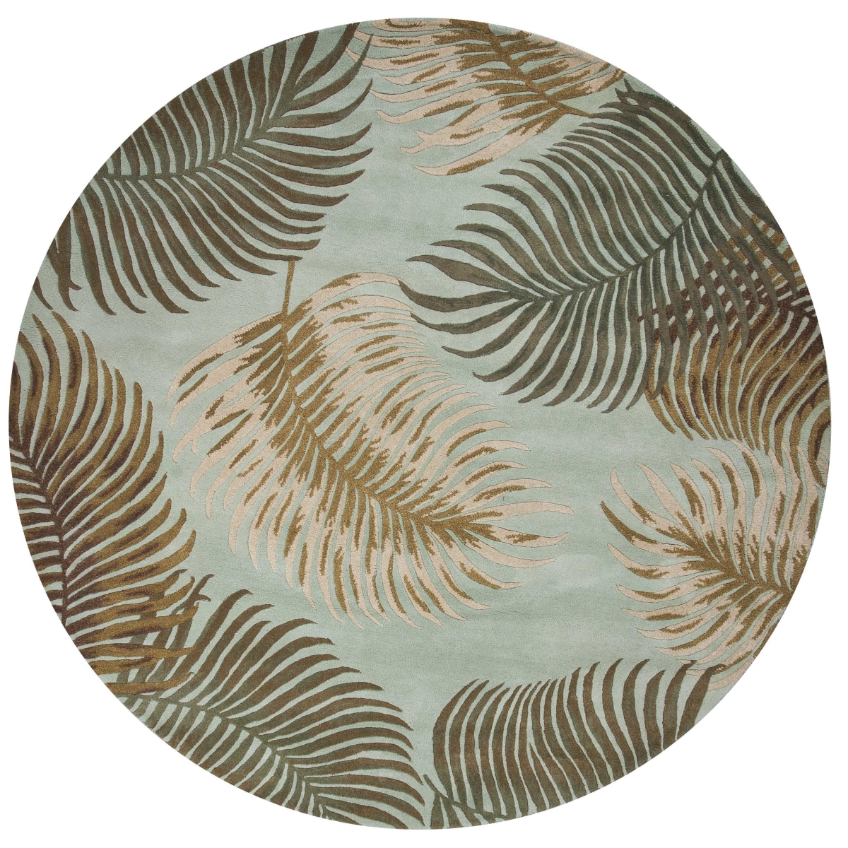 350148 7 ft. 6 in. Round Wool Aqua Area Rug