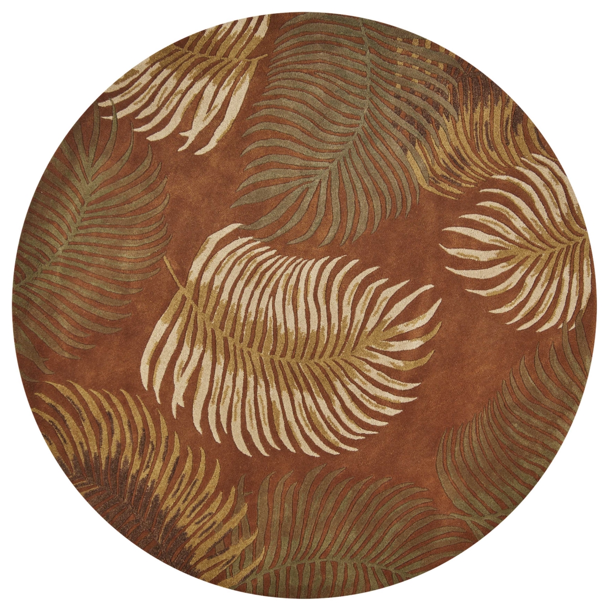 350154 7 ft. 6 in. Round Wool Rust Area Rug