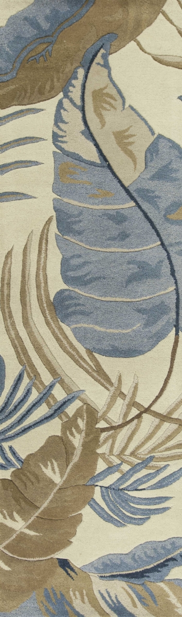 352482 2 ft. 3 in. x 8 ft. Runner Wool Ivory & Blue Area Rug