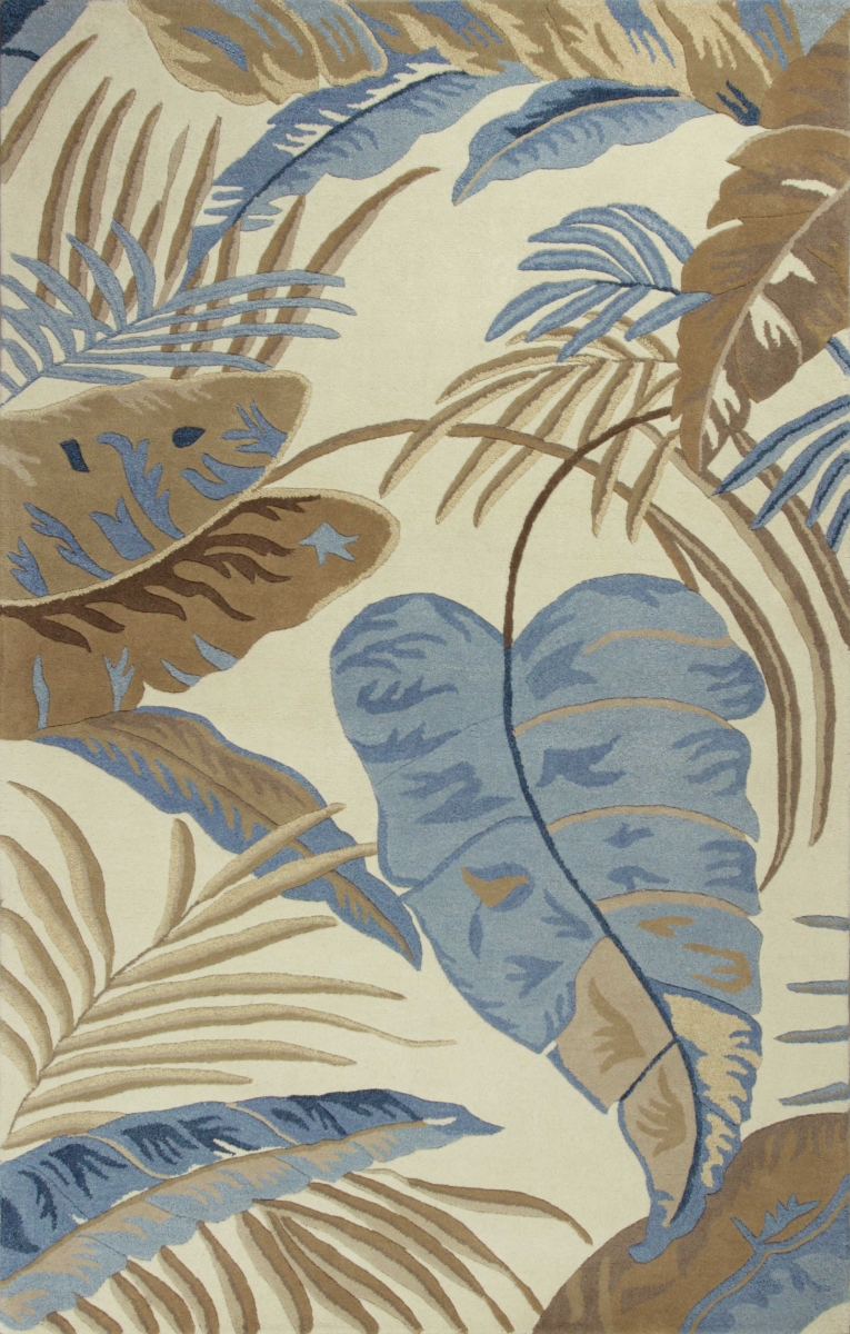 30 x 50 in. Wool Ivory & Blue Area Rug