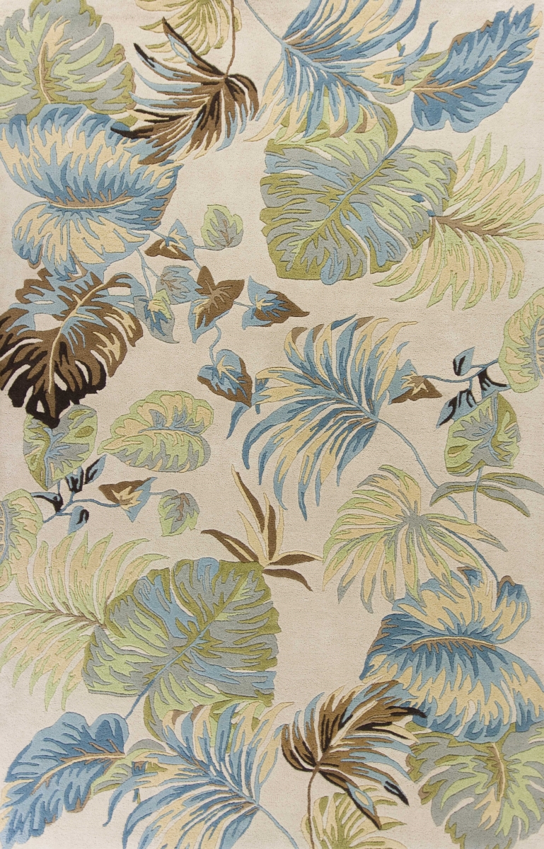 30 x 50 in. Wool Ivory & Blue Area Rug