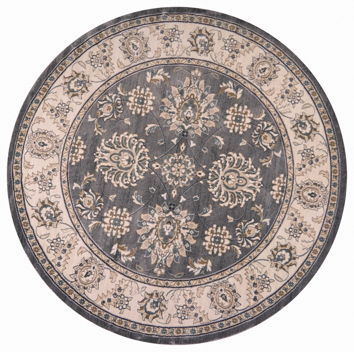 352687 7 ft. 10 in. Round Polypropylene Grey & Ivory Area Rug