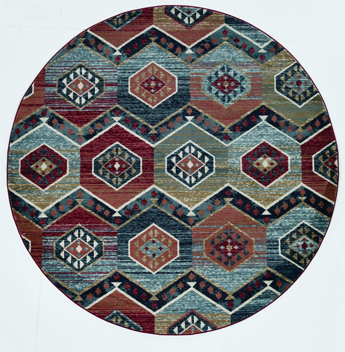 352680 7 ft. 10 in. Round Polypropylene Red Area Rug