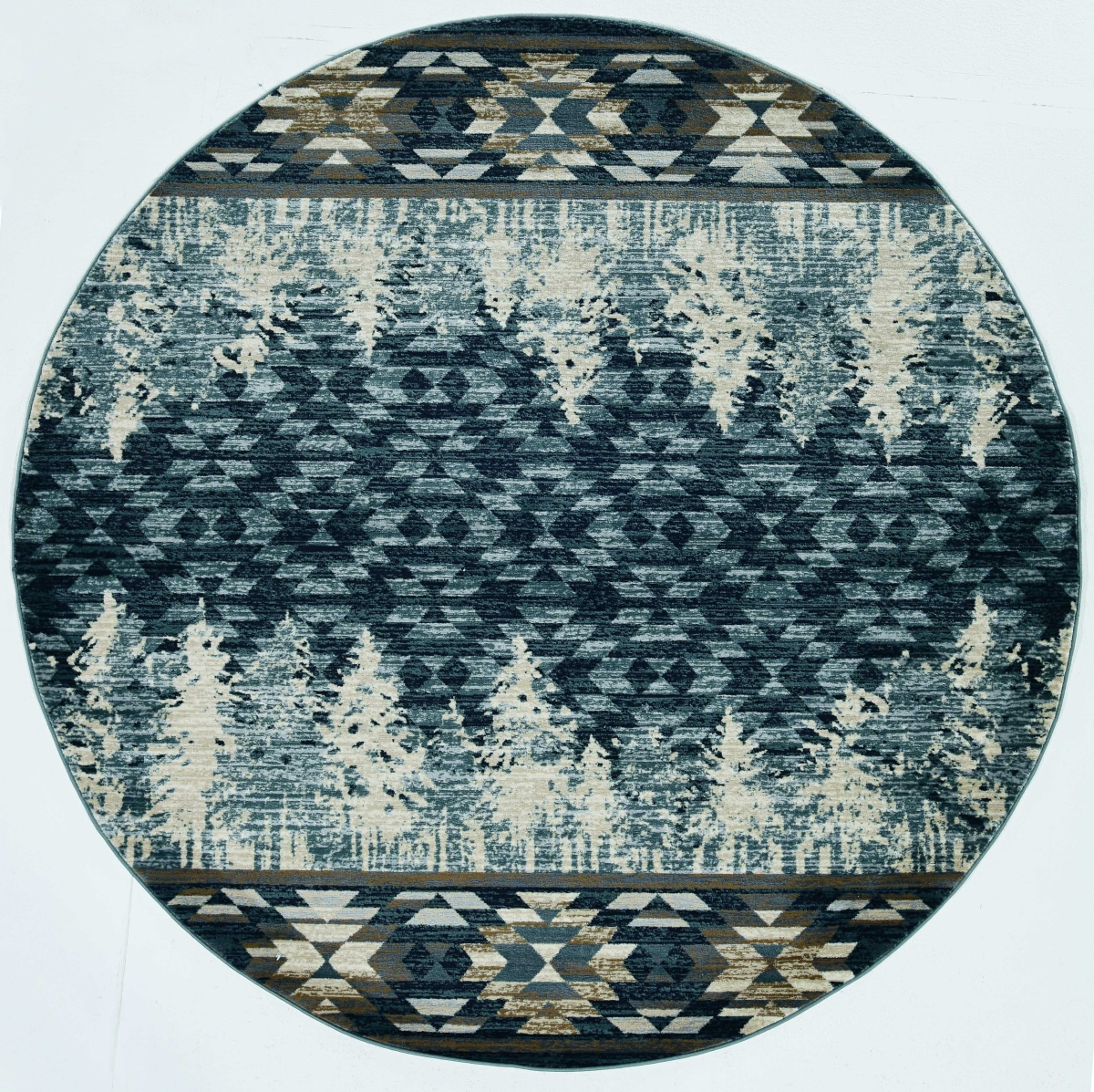352684 7 ft. 10 in. Round Polypropylene Slate Blue Area Rug