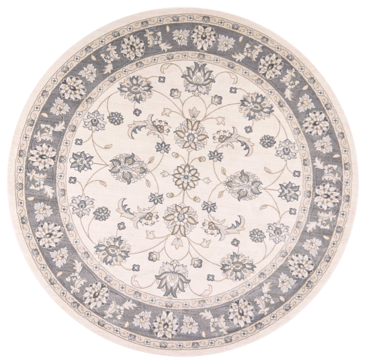 7 ft. 10 in. Round Polypropylene Ivory & Grey Area Rug