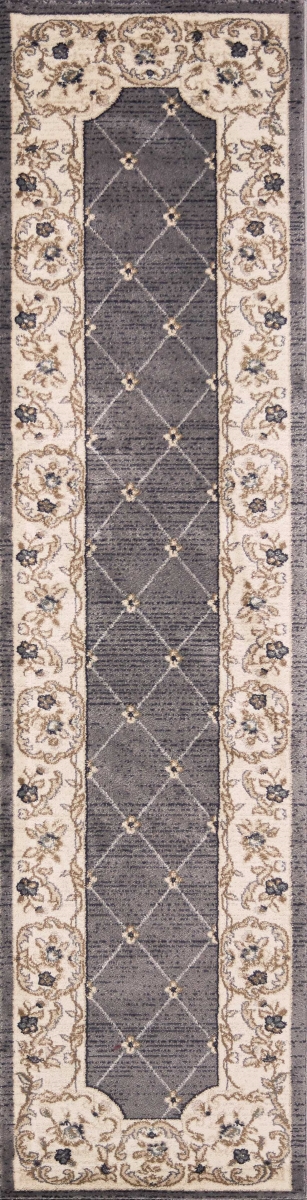 2 ft. x 7 ft. 7 in. Runner Polypropylene Grey & Ivory Area Rug