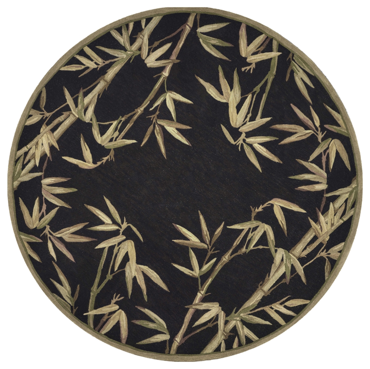 350213 7 ft. 6 in. Round Wool Black Area Rug