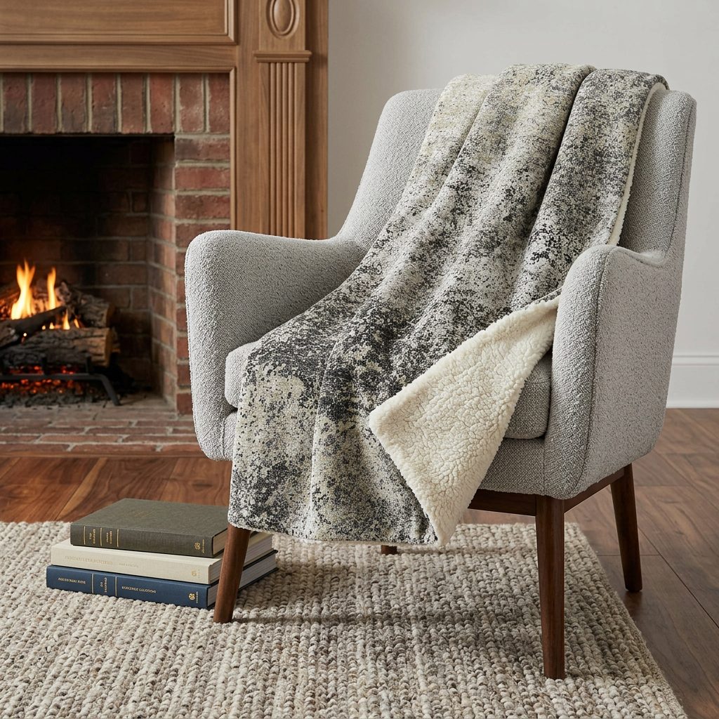 699028 50 x 70 in. Gray & Black Abstract Polyester Woven Plush Throw Blanket