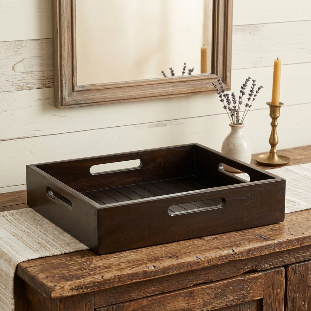 724373 16 in. Black Solid Wood Organizing Box