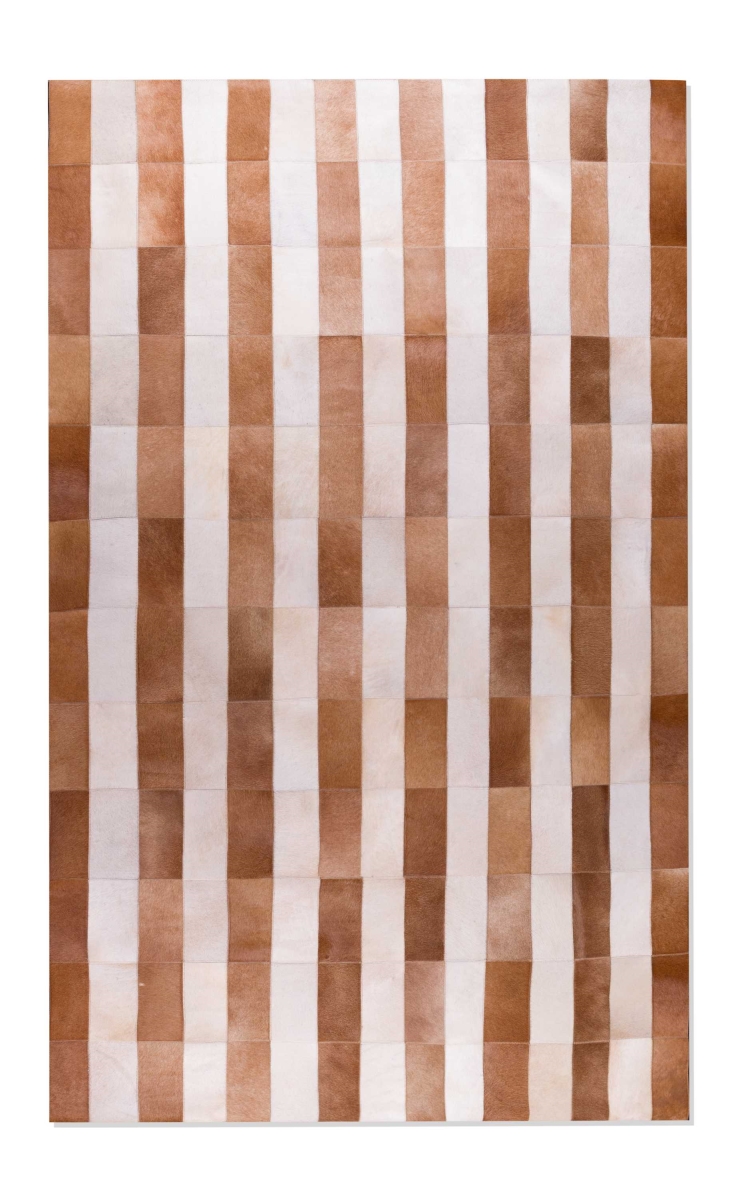 10 ft. x 5 ft. x 8 ft. Brown Striped Natural Stitched Hide Area Rug