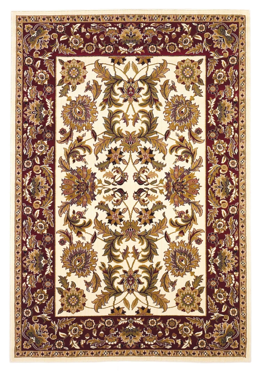 7 ft. 7 in. Round Polypropylene Ivory & Red Area Rug
