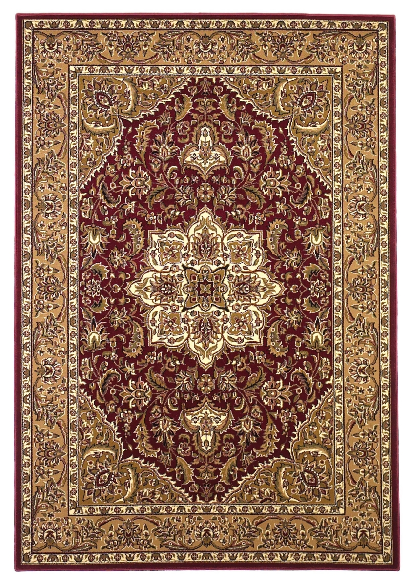 Polypropylene Red & Beige Area Rug - 3 ft. 3 in. x 4 ft. 11 in.