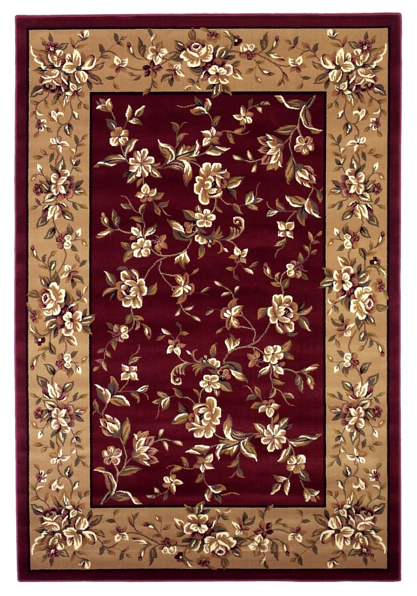 7 ft. 7 in. Round Polypropylene Red & Beige Area Rug