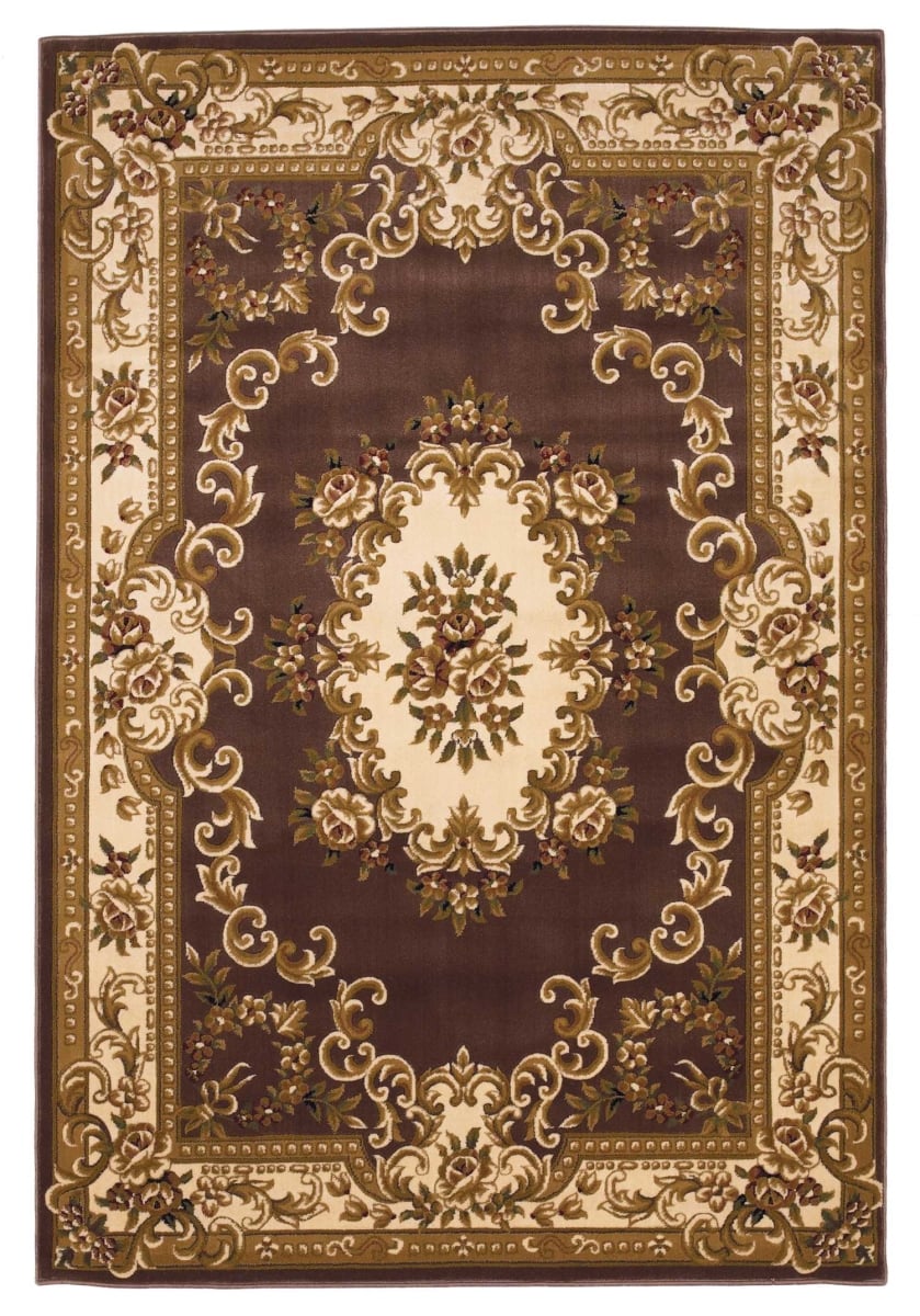 20 x 31 in. Polypropylene Plum & Ivory Area Rug