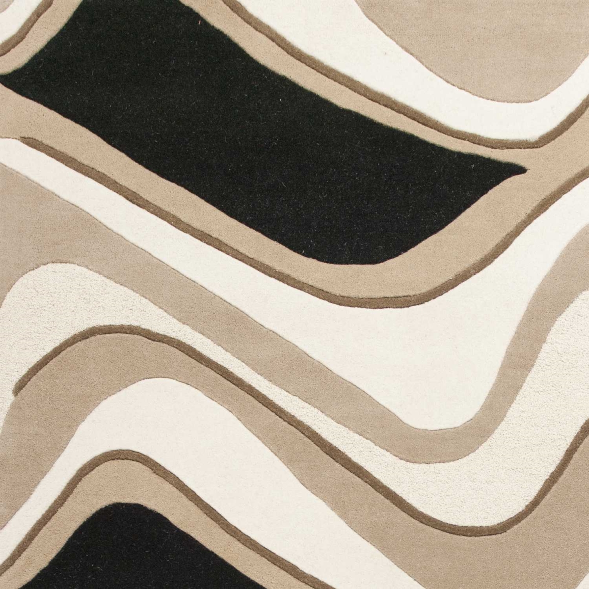 5 x 8 ft. Wool Black & Beige Area Rug