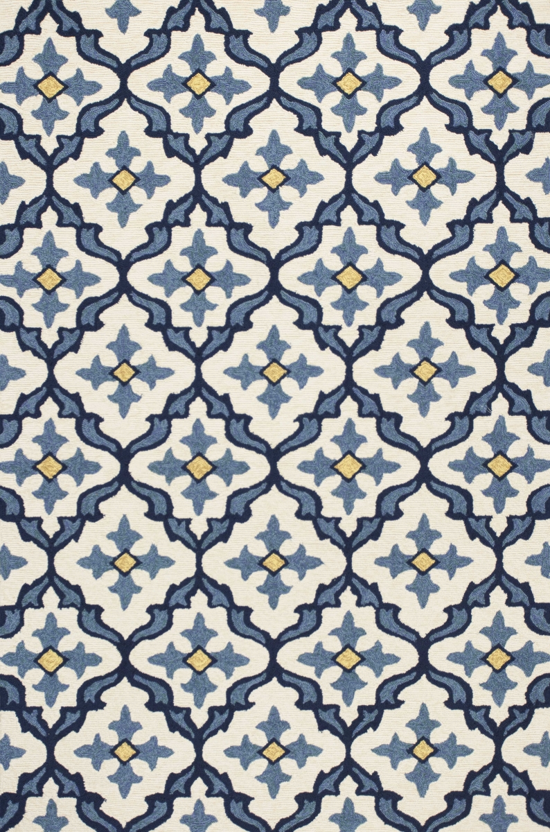 2 ft. x 3 ft. UV-Treated Polypropylene Ivory & Blue Area Rug