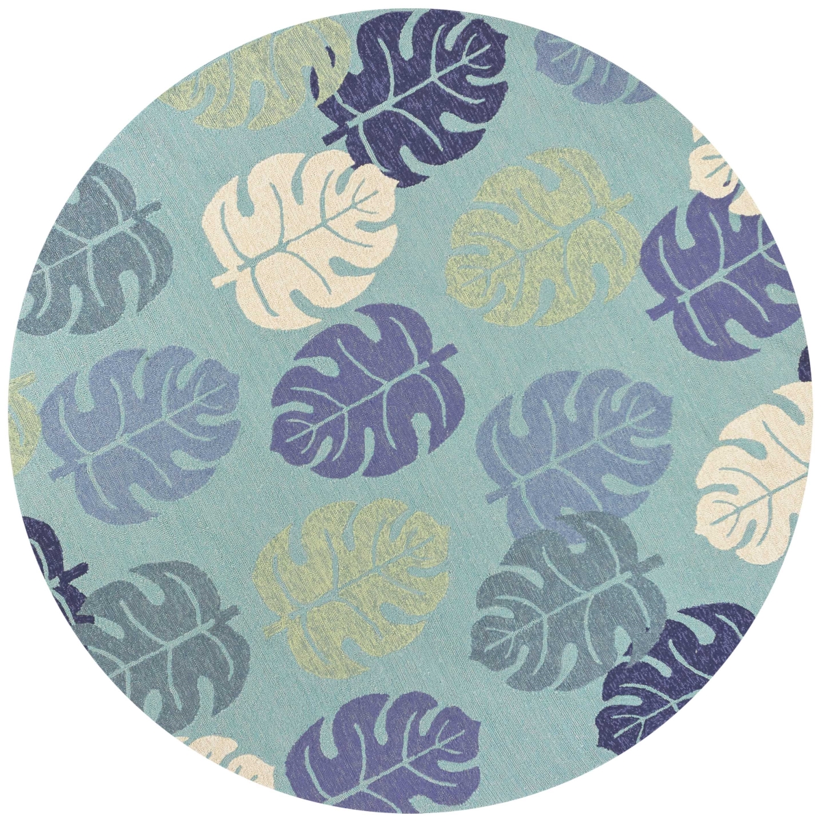 354128 7 ft. 6 in. Round UV-Treated Polypropylene Turquoise Area Rug