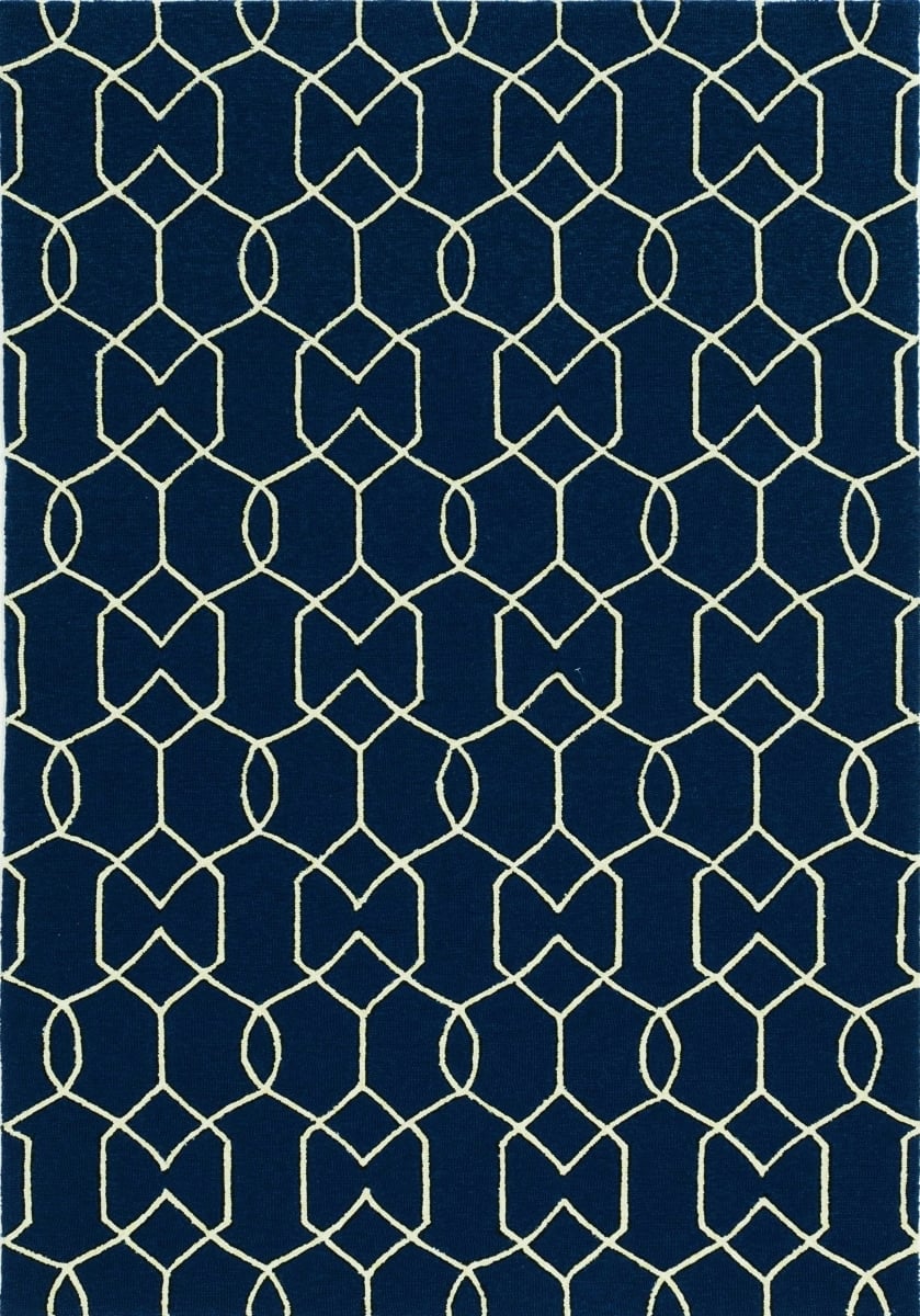 353319 21 x 34 in. UV-Treated Polypropylene Navy Area Rug