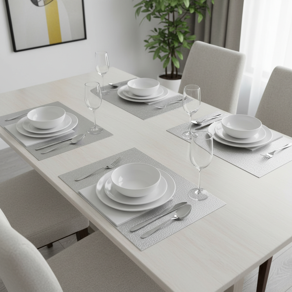 483741 18 in. Silver Vinyl Placemats - Set of 4