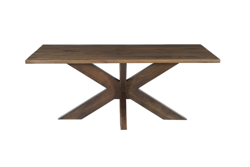 635807 78 in. Brown Solid Wood Cross Leg Base Dining Table