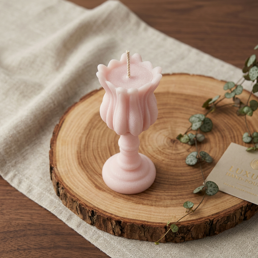 723011 5 in. Pink Lavender & Sage Scented Dimensional Flower Candle