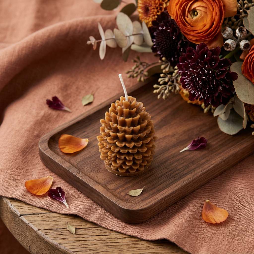 723025 3 in. Brown Unscented Dimensional Pinecone Candle