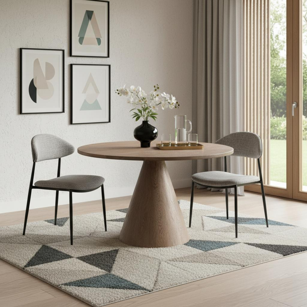 659075 48 in. Natural Solid Wood Pedestal Base Round Top Dining Table