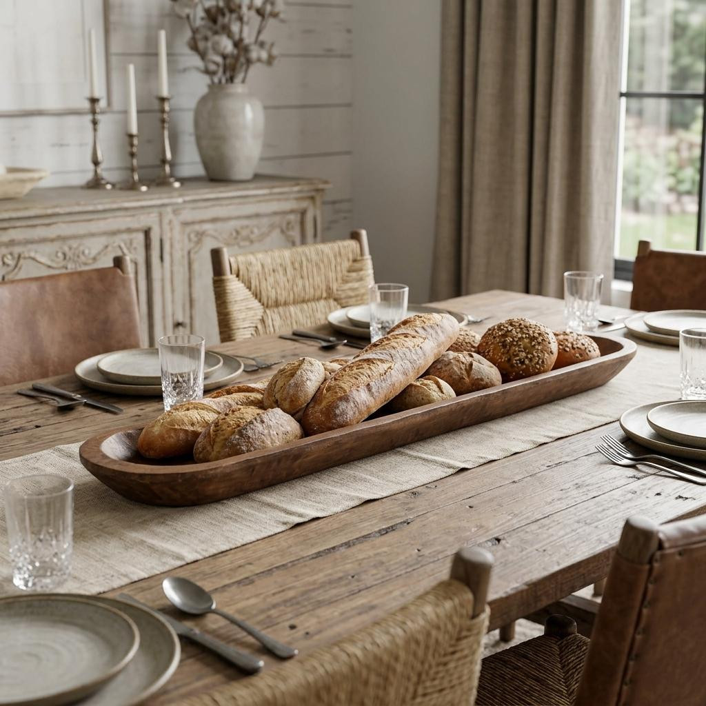 729121 40 in. Natural Solid Wood Handmade Oval Dough Bowl