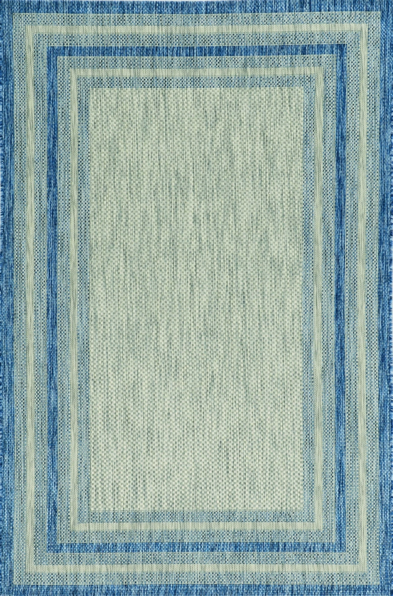 352370 7 ft. 10 in. Round UV-Treated Polypropylene Grey & Denim Area Rug